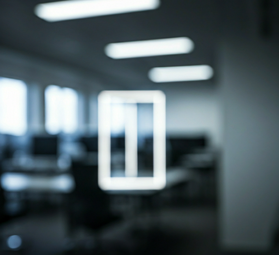 Modern office interior with illuminated frame
